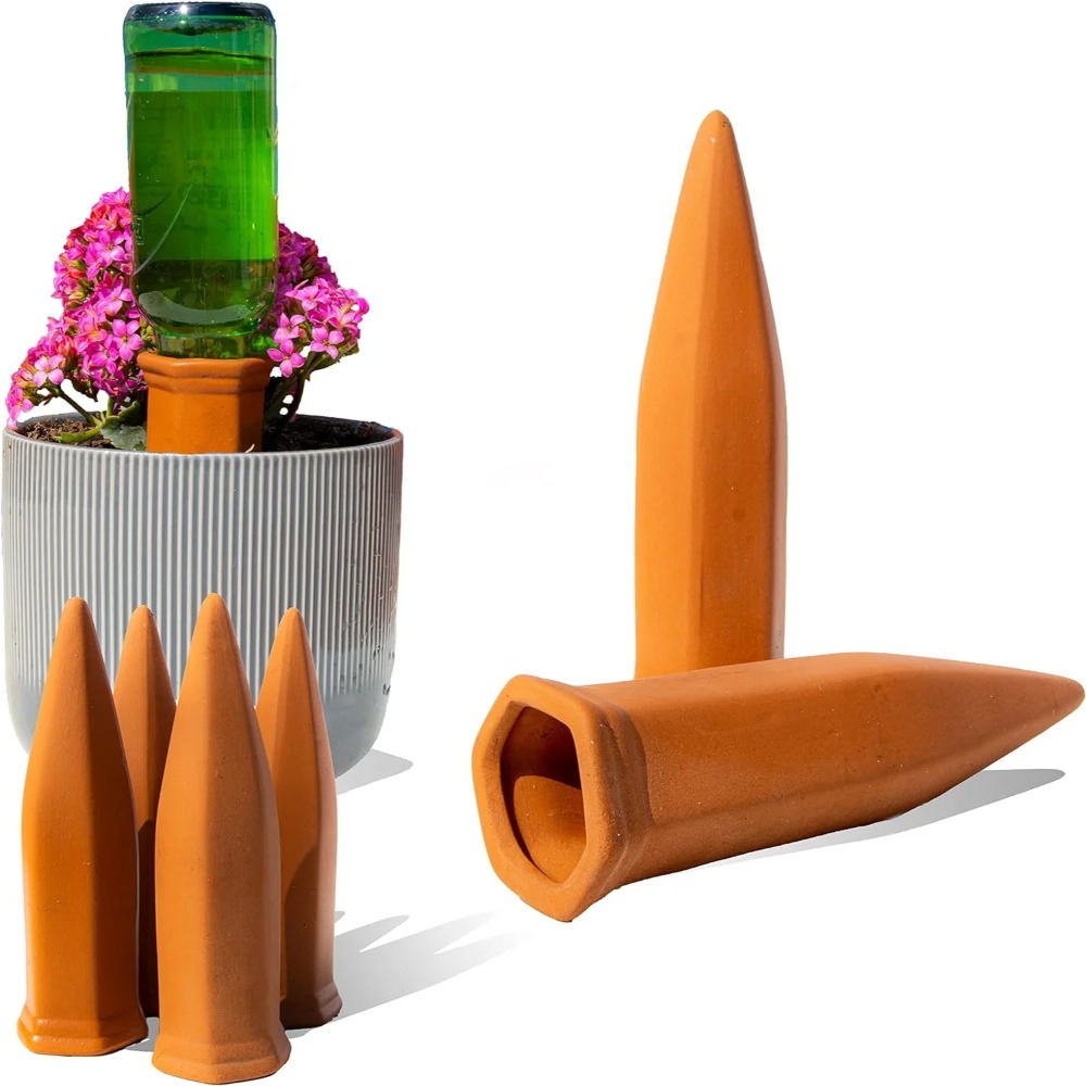 Automatic Plant Waterer - 6er-Pack Natürliche Selbstbewässernde Spikes - Terrakotta