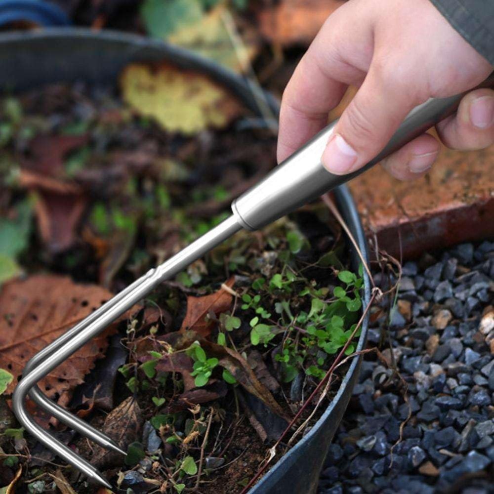 Gardening Tools Hoe - Unkrautzieher aus Edelstahl, 2–7 Zähne, Handrechen