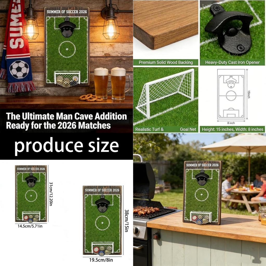 Gardening Tools Description - Unterhaltsamer Fußballfeld-Bierflaschenöffner mit praktischem, eingebautem Deckelbehälter