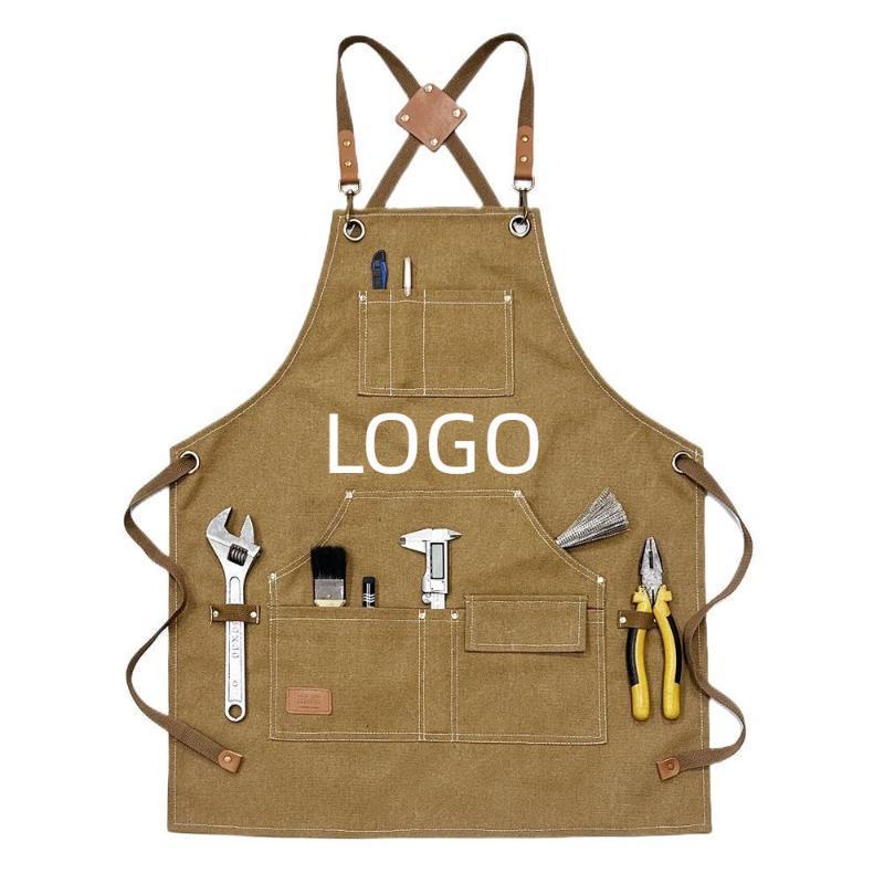 Gardening Tools Logo - Canvas-Schürze mit mehreren Taschen, Handwerker, Gartenarbeit,