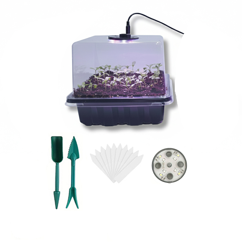 Seed Starter Trays - 1/2/3er-Pack 12/24/36-Zellen Saatgut-Keimschale mit 8 LED-Wachstumslampen