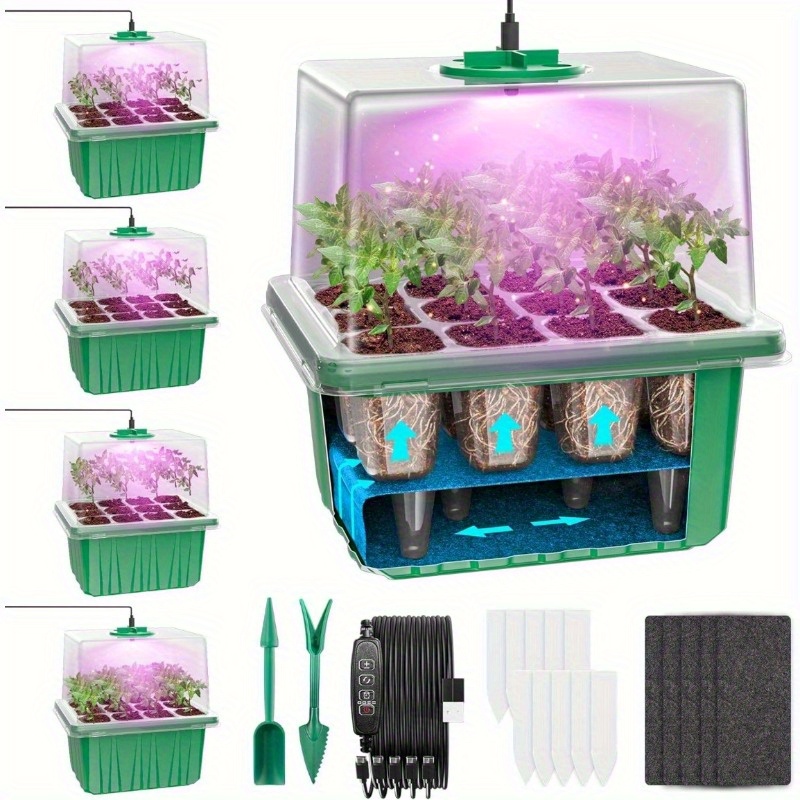 Seed Starter Trays - LED-Wachstumslicht für Gartenpflanzen, Sukkulenten, Blumen, atmungsaktiver